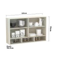 Armário 120cm 2 Portas C/Nicho Legno Crema C/Cinza Puro - 3