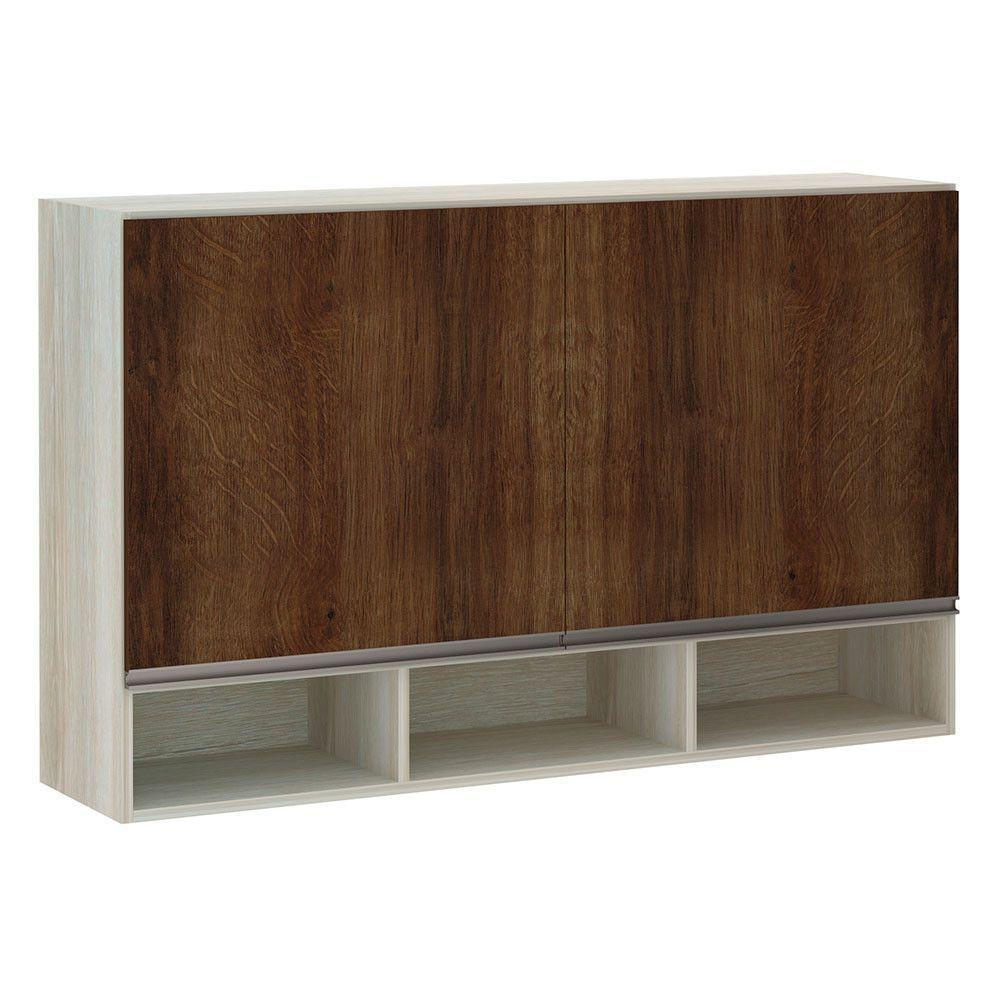 Armário 120cm 2 Portas C/Nicho Legno Crema C/Nogueira - 1