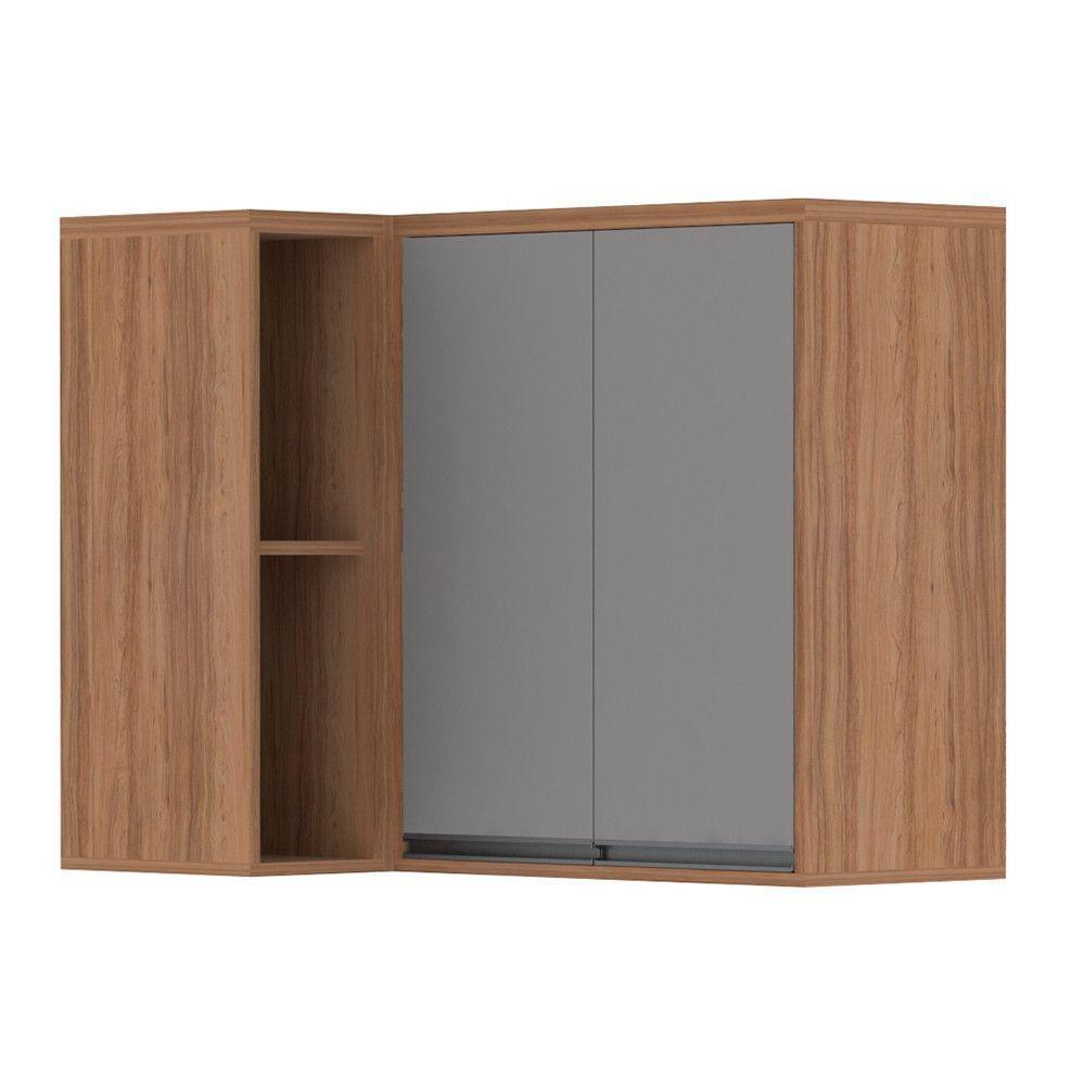 Armário Aéreo Canto 95 Cm 2 Portas 1 Prateleira Vanilla Com Cinza - 1