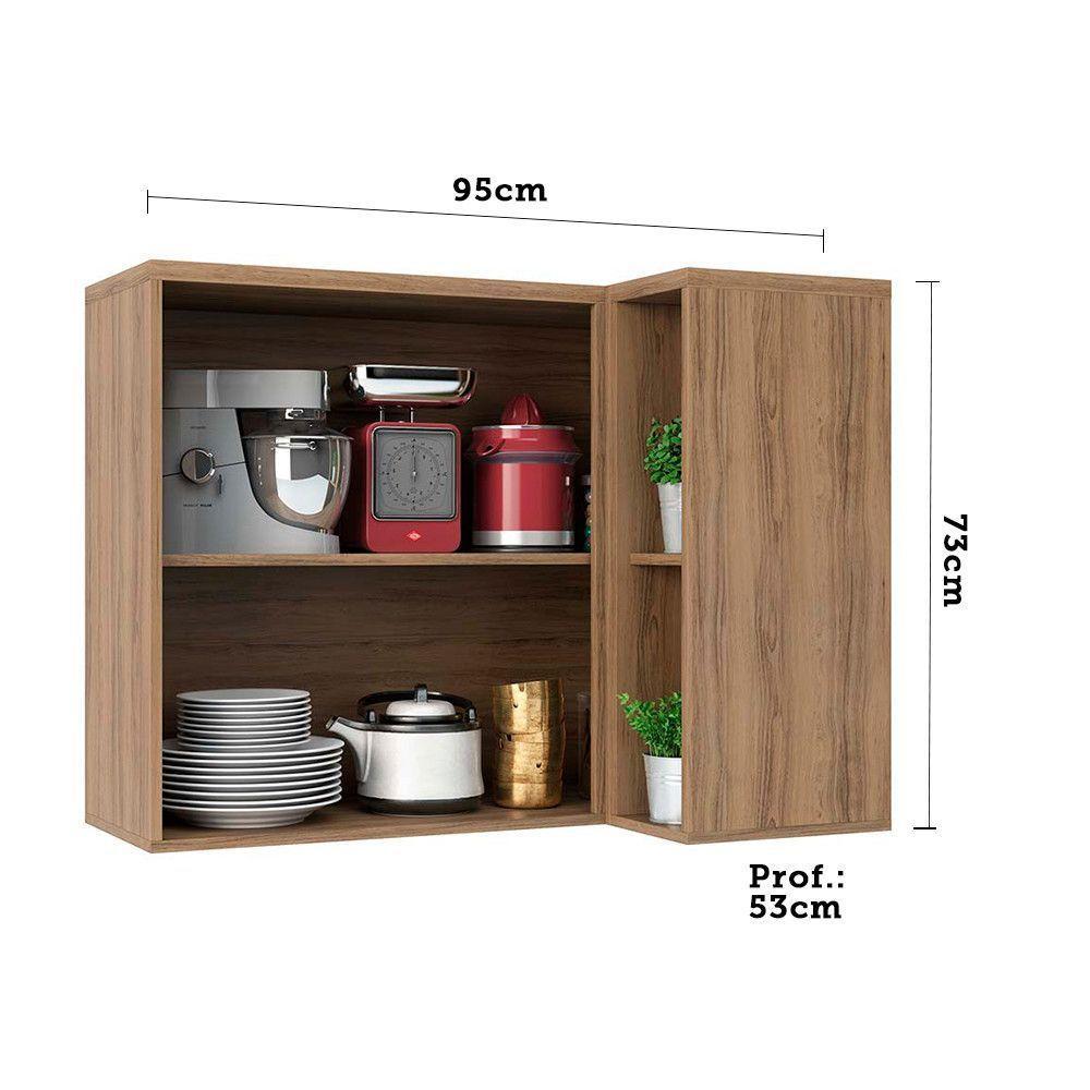 Armário Aéreo Canto 95 Cm 2 Portas 1 Prateleira Vanilla Com Cinza - 3