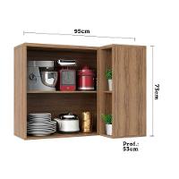 Armário Aéreo Canto 95 Cm 2 Portas 1 Prateleira Vanilla Com Cinza - 3