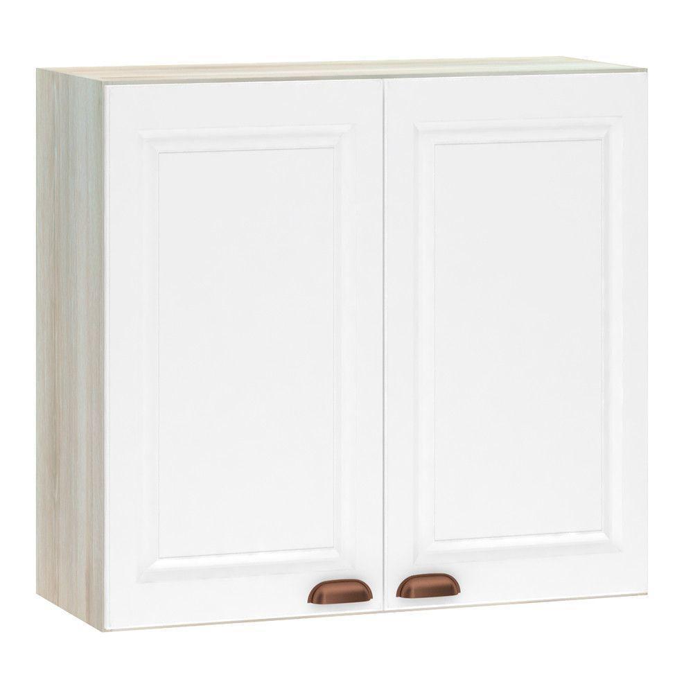 Armário Aéreo 80 Cm 2 Portas Legno Crema Com Branco Pet - 1