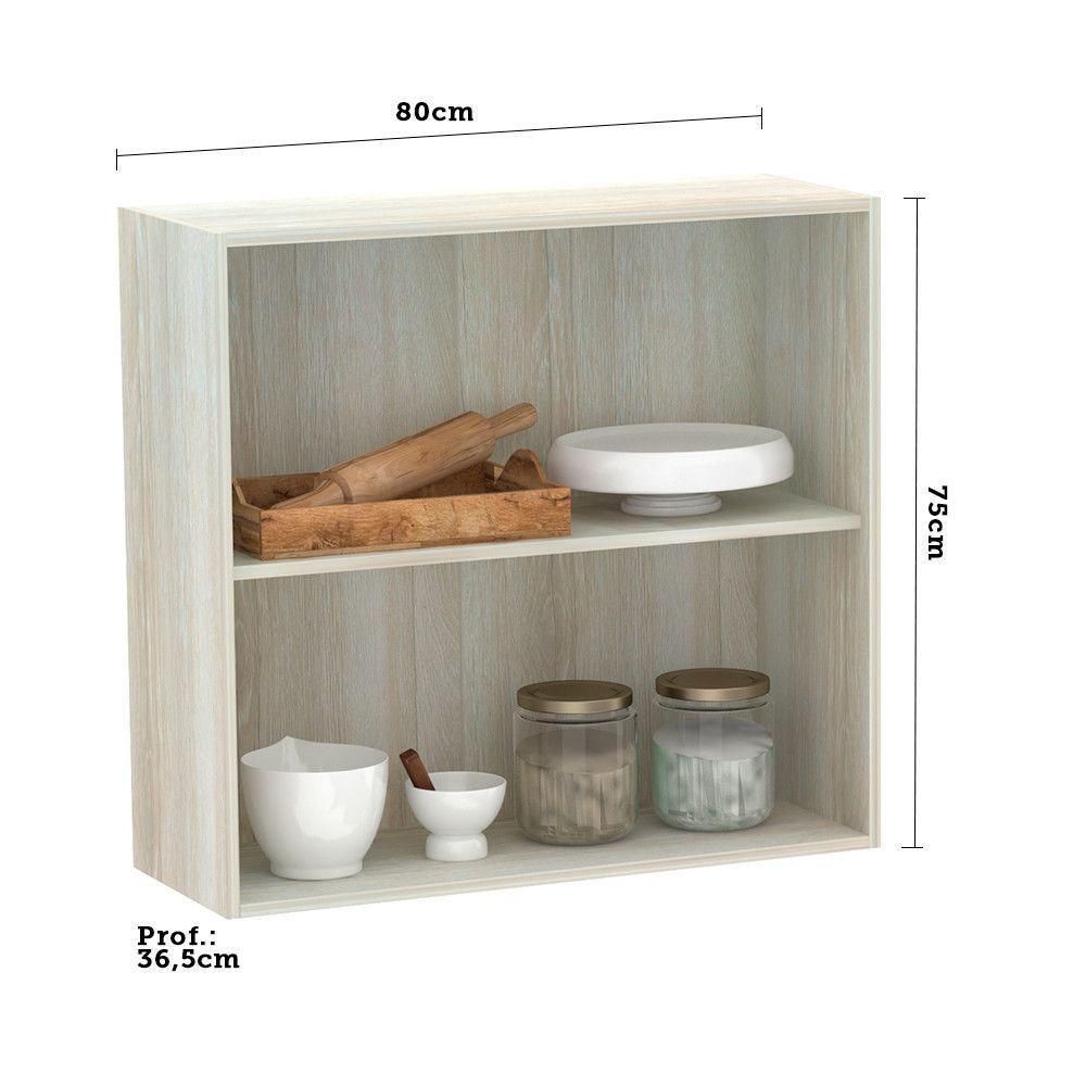 Armário Aéreo 80 Cm 2 Portas Legno Crema Com Branco Pet - 3