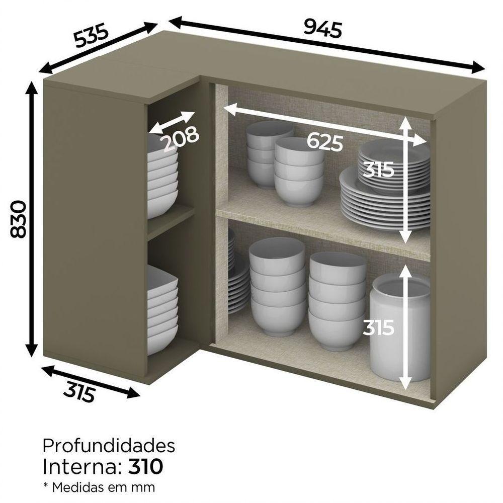 Armário Aéreo 1 Porta Connect Henn Duna Com Cristal - 4