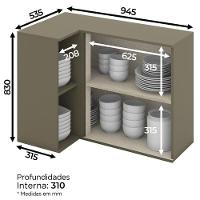 Armário Aéreo 1 Porta Connect Henn Duna Com Cristal - 4