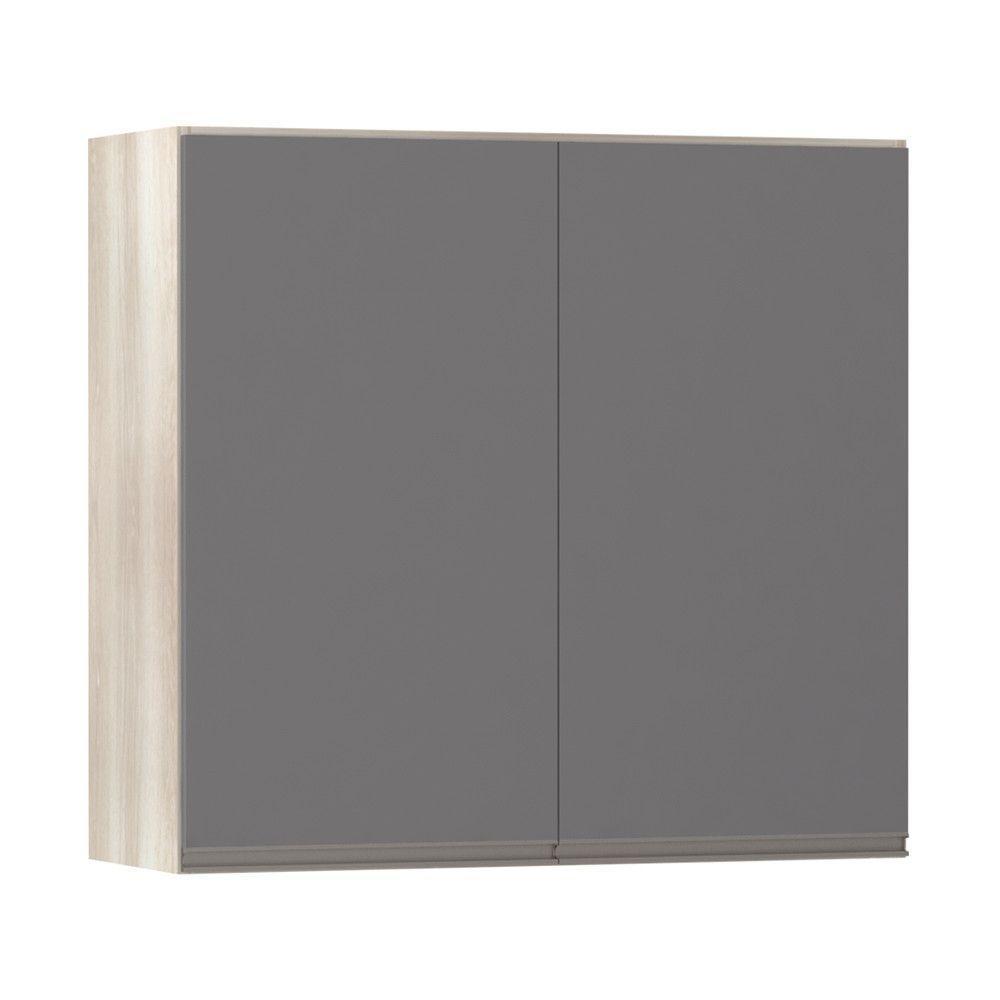 Armário 80cm 2 Portas Luci Legno Crema C/Cinza Puro - 1