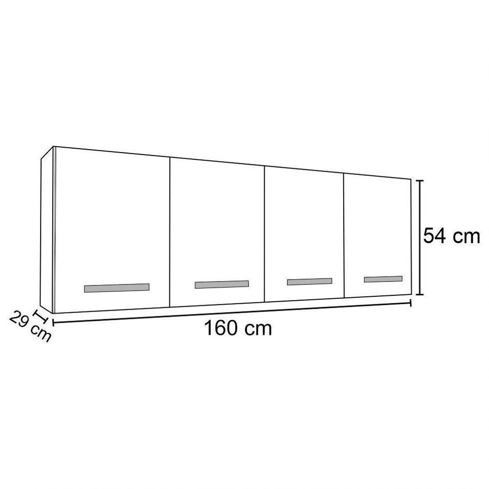 Kit 2 Armários Aéreos Panamá 4 Portas 160cm Branco/preto - 2