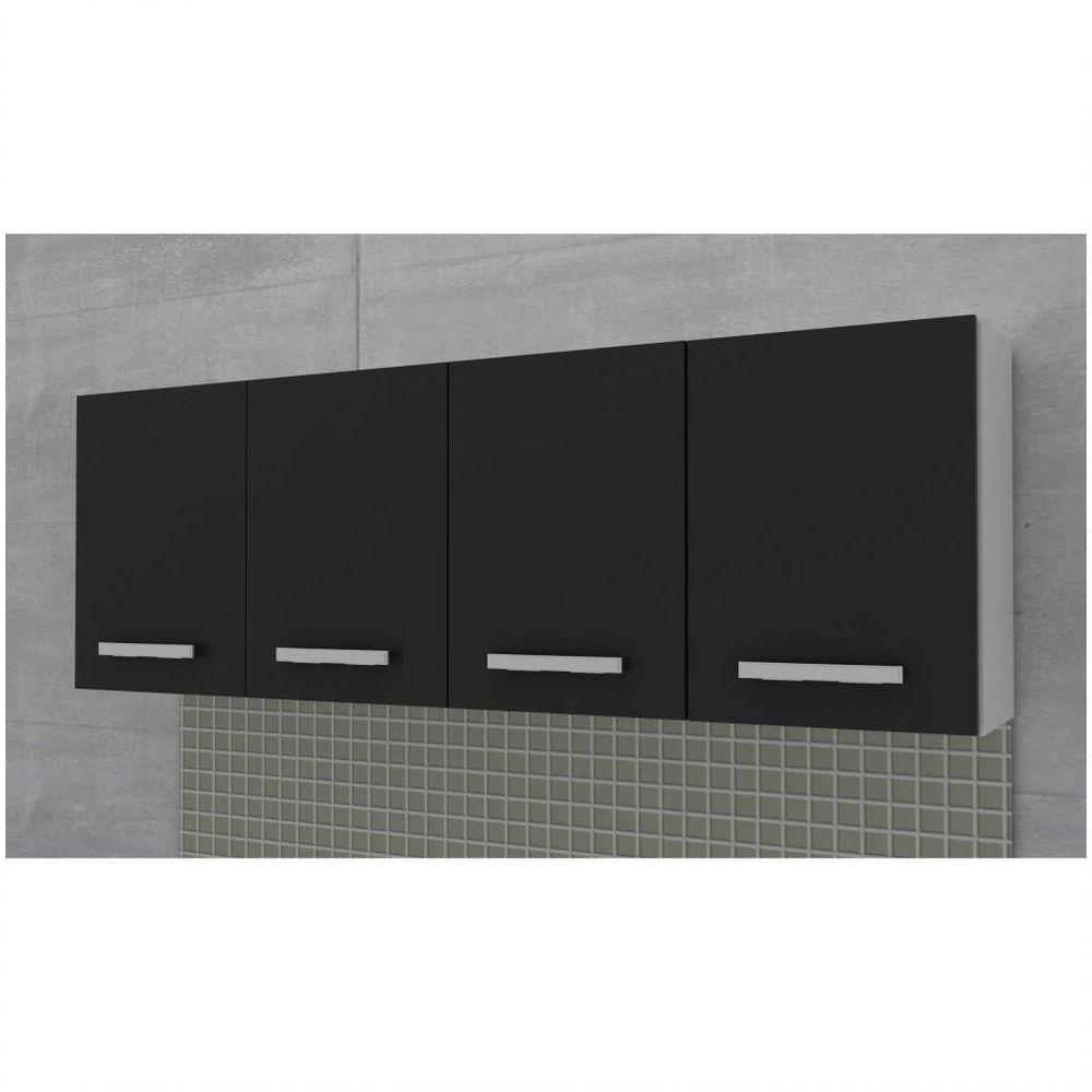 Kit 2 Armários Aéreos Panamá 4 Portas 160cm Branco/preto - 4