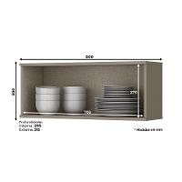 Armário Aéreo 01 Porta Basculante 80 Cm Connect Henn Duna Com Cristal - 5