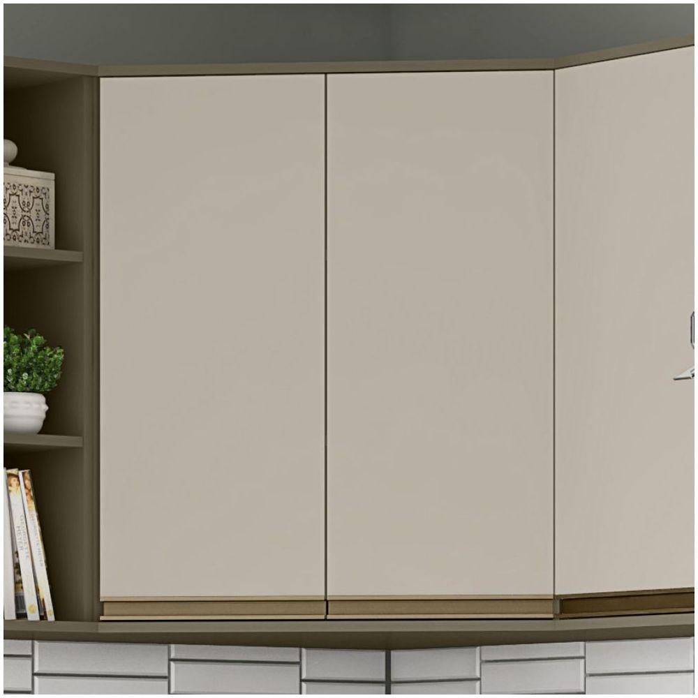 Armário Aéreo Canto Oblíquo 02 Portas Connect Henn Duna Com Cristal - 2