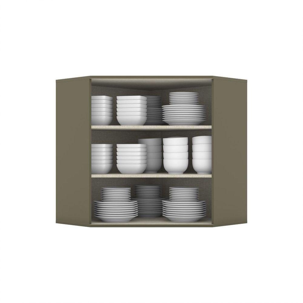 Armário Aéreo Canto Oblíquo 02 Portas Connect Henn Duna Com Cristal - 3