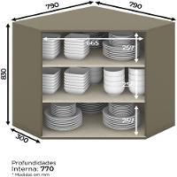 Armário Aéreo Canto Oblíquo 02 Portas Connect Henn Duna Com Cristal - 4