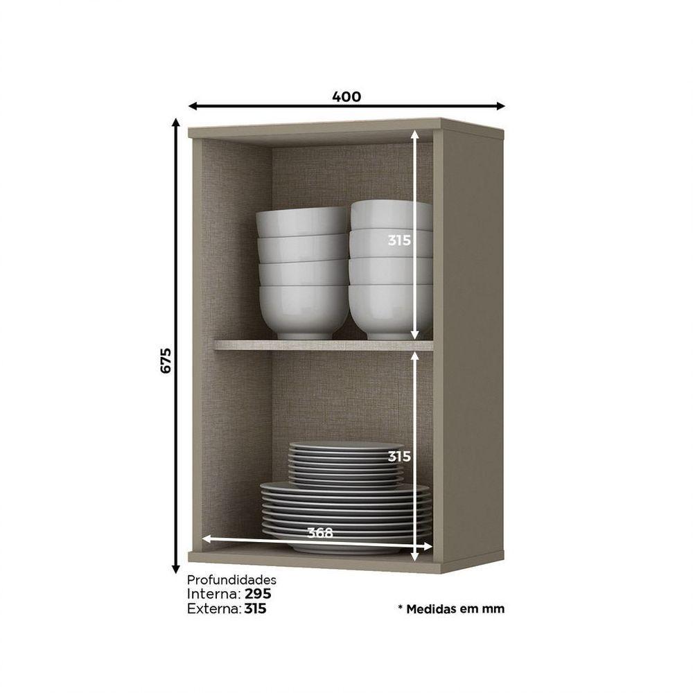 Armário Aéreo 01 Porta 40 Cm Connect Henn Duna Com Cristal - 4