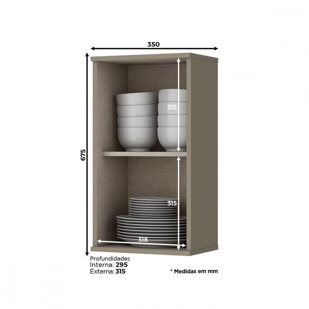 Armário Aéreo 01 Porta 35 Cm Connect Henn Duna Com Cristal - 4