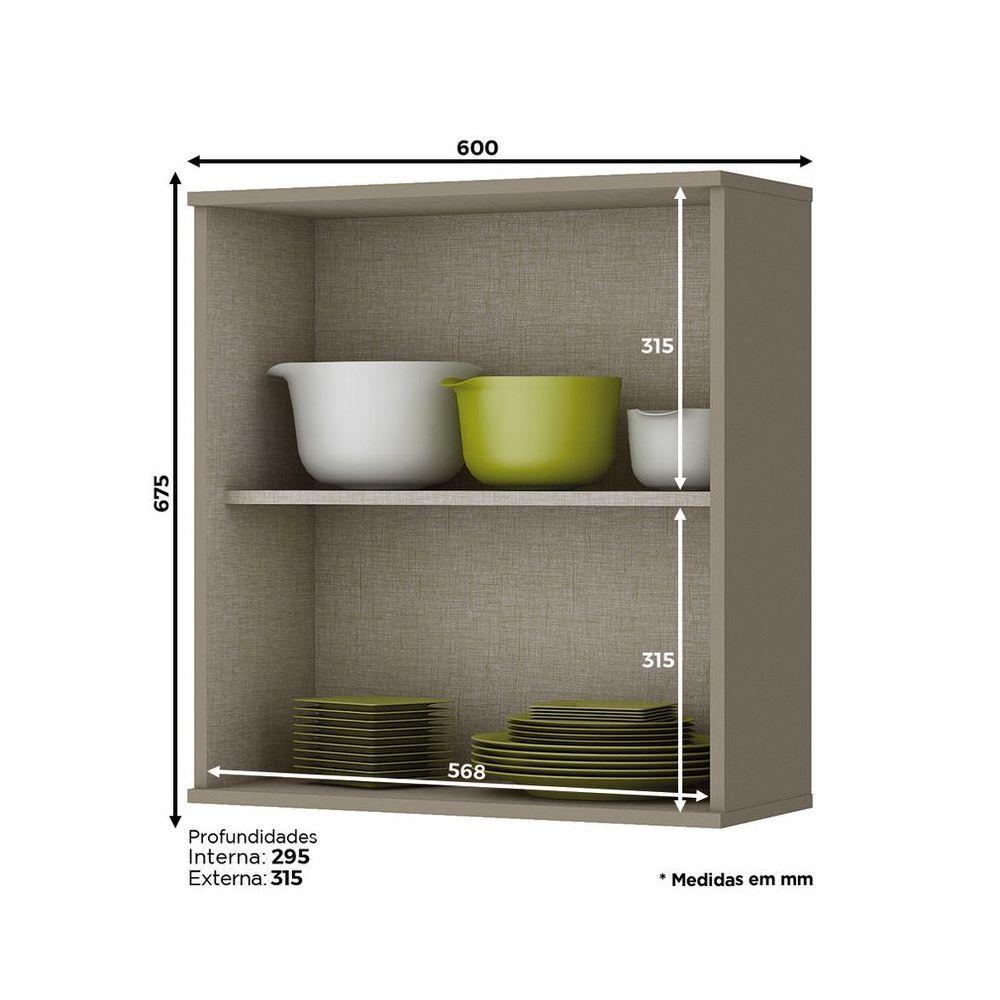 Armário Aéreo 01 Porta 60 Cm Connect Henn Duna Com Cristal - 4