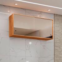 Armário Aéreo Duplo Valencia 2 Portas De Correr Vidro Reflecta Salleto Cinamomo Com Off White - 1