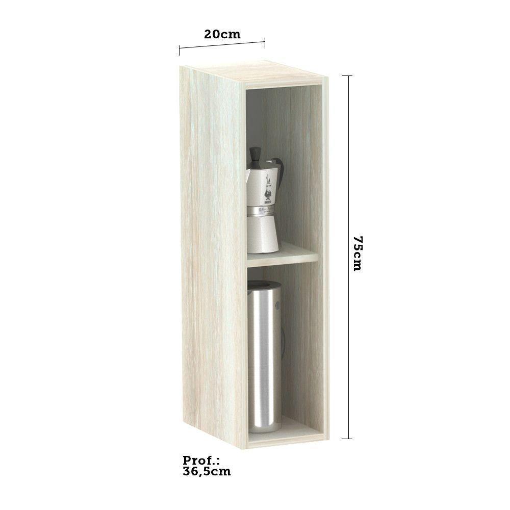 Armário Aéreo 20 Cm 1 Porta Legno Crema Com Branco Pet - 4
