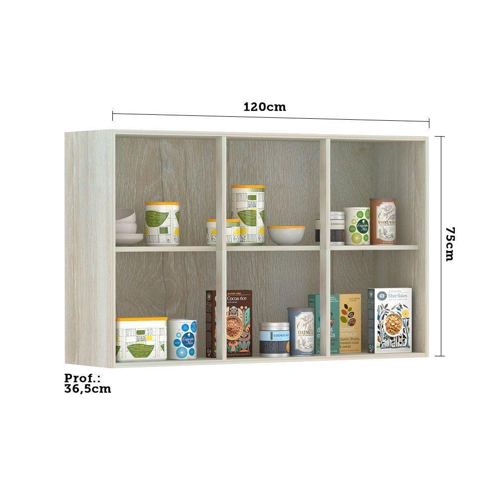 Armário Aéreo 120cm 3 Portas Janelinha Crema Com Branco Pet - 3