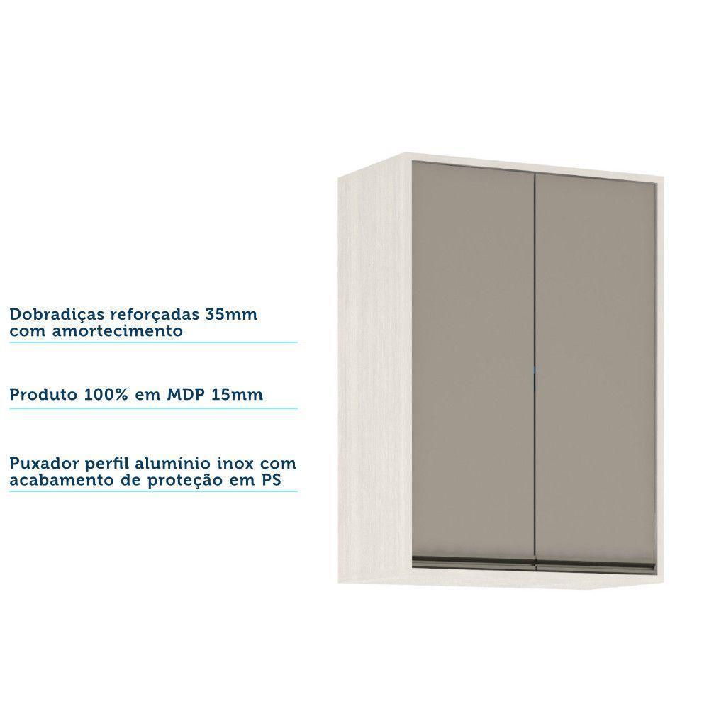 Armário Aéreo De Cozinha 60 Cm 2 Portas Linea Luciane Pátina Ff-mocca Laca - 5