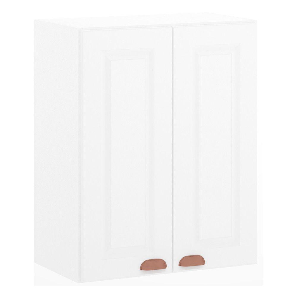 Armário Aéreo 60 Cm 2 Portas Cristal Luciane Móveis Branco Polar Com Branco Pet - 1