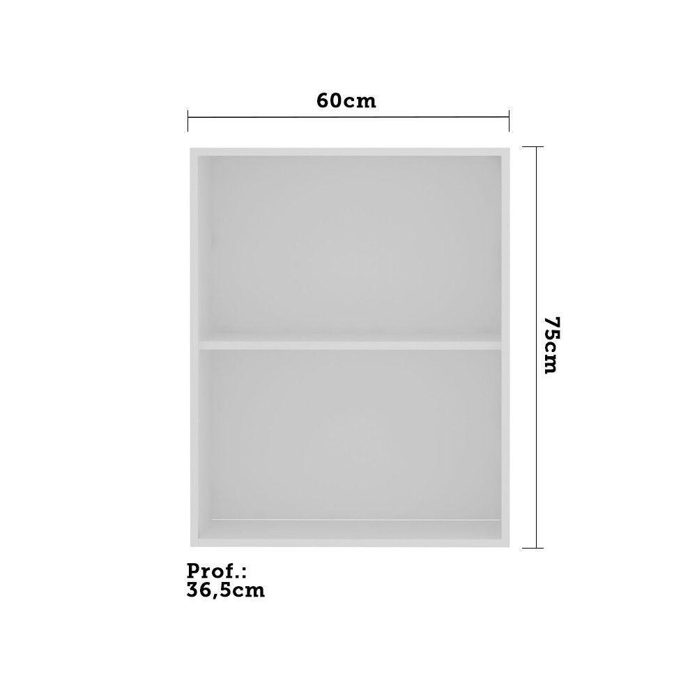 Armário Aéreo 60 Cm 2 Portas Cristal Luciane Móveis Branco Polar Com Branco Pet - 7