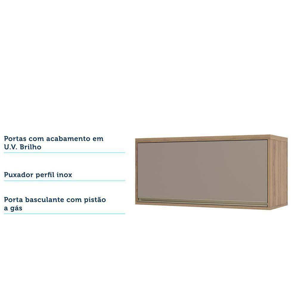 Armário Aéreo 80cm 1 Porta Basculante Mel Vanilla C/Graf - 2