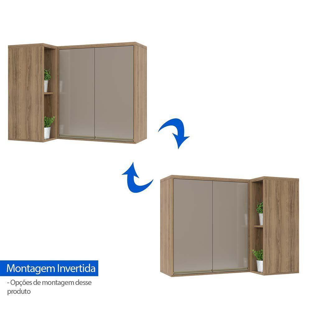 Armário Aéreo Canto Reto 95cm 2 Portas 1 Prateleira Mel - 2