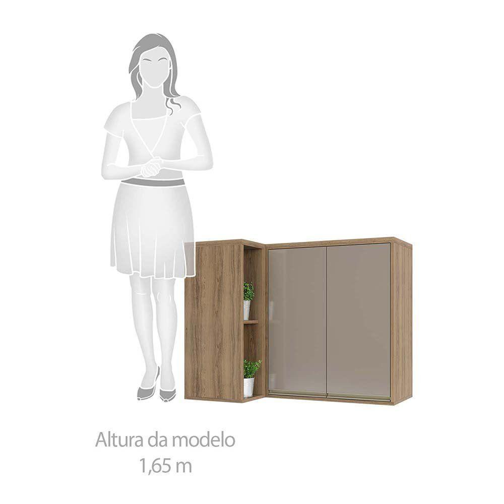 Armário Aéreo Canto Reto 95cm 2 Portas 1 Prateleira Mel - 5