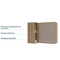 Armário Aéreo Canto Reto 95cm 2 Portas 1 Prateleira Mel - 3