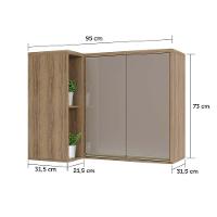 Armário Aéreo Canto Reto 95cm 2 Portas 1 Prateleira Mel