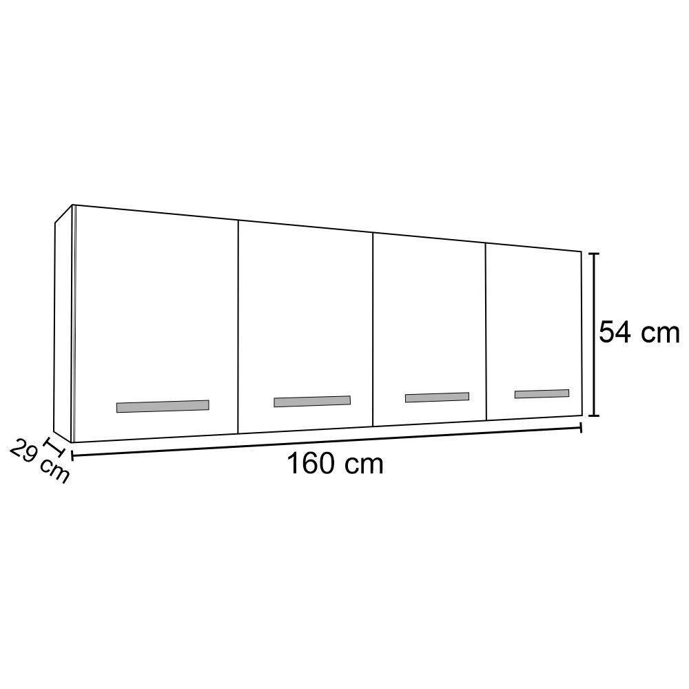 Kit 2 Armários Aéreos Panamá 4 Portas Branco Preto Lumil - 5