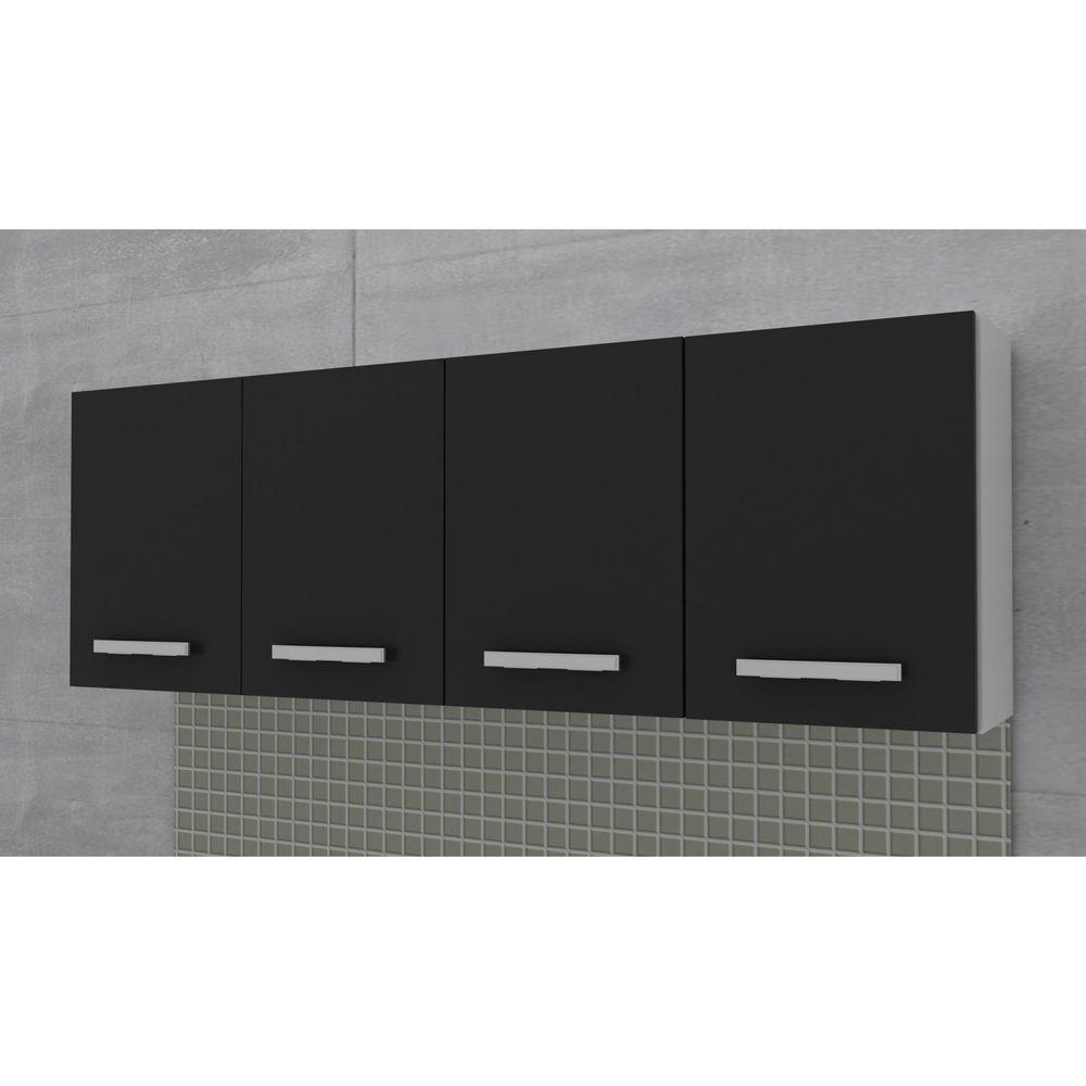 Kit 2 Armários Aéreos Panamá 4 Portas Branco Preto Lumil - 8