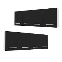 Kit 2 Armários Aéreos Panamá 4 Portas Branco Preto Lumil - 1