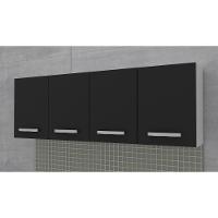 Kit 2 Armários Aéreos Panamá 4 Portas Branco Preto Lumil - 9