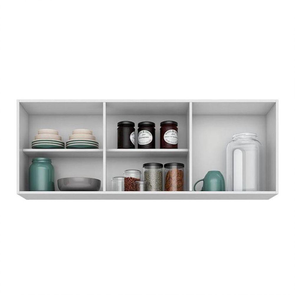 Kit 2 Armários Aéreos Parma 3 Portas Branco Preto Lumil - 5