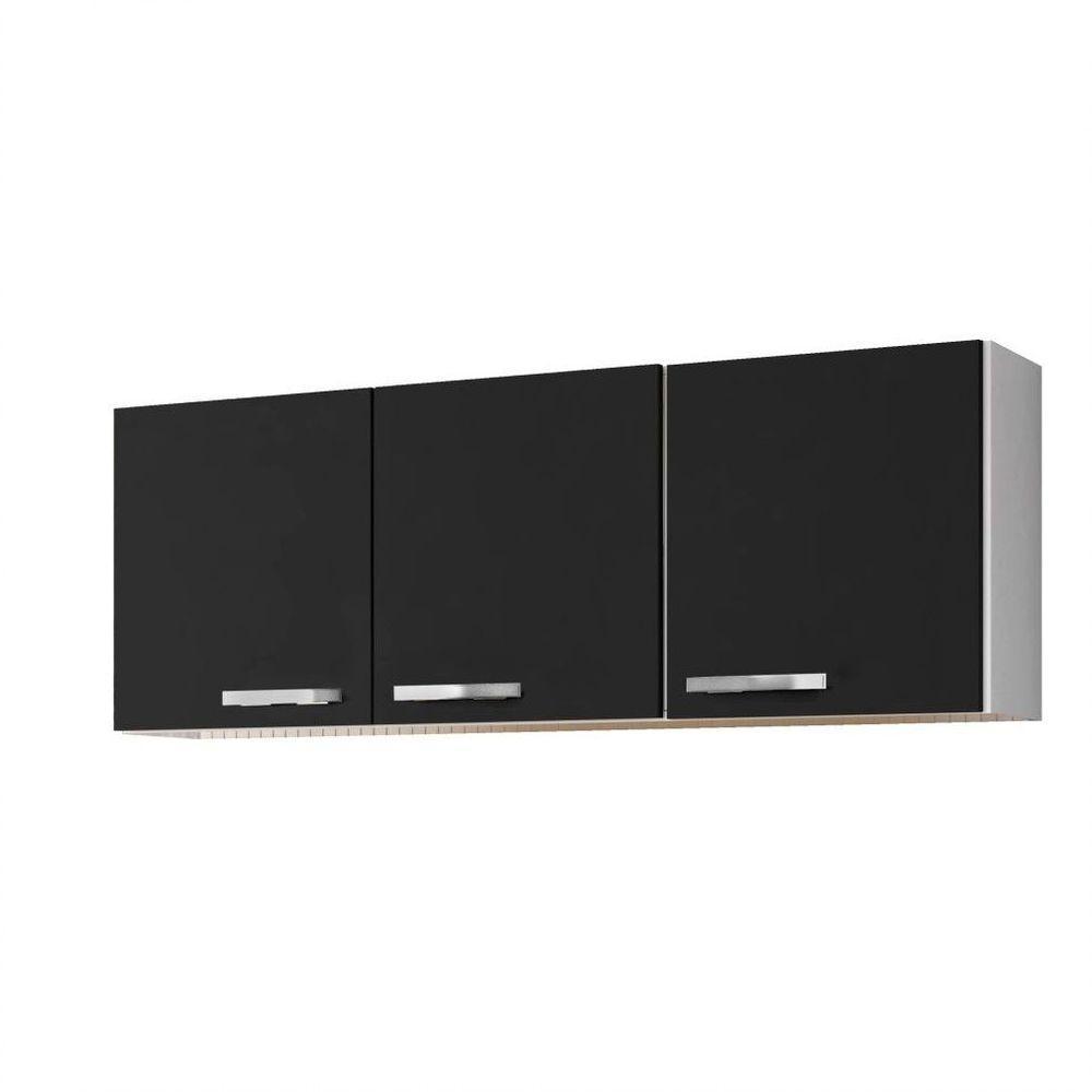 Kit 2 Armários Aéreos Parma 3 Portas Branco Preto Lumil - 7