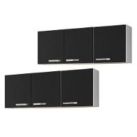 Kit 2 Armários Aéreos Parma 3 Portas Branco Preto Lumil - 1