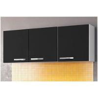 Kit 2 Armários Aéreos Parma 3 Portas Branco Preto Lumil - 9