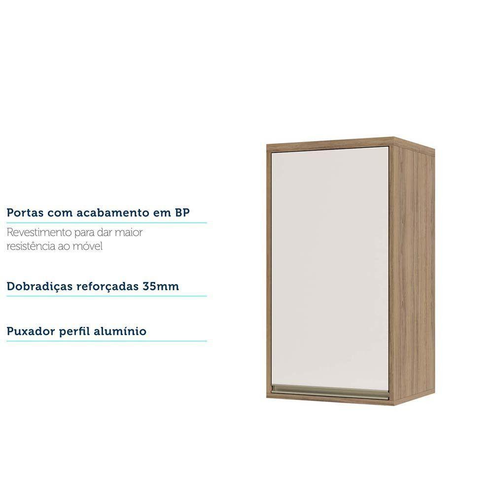Armário Aéreo 40 Cm 1 Porta De Abrir 1 Prateleira Mel Luciane Móveis Vanilla Com Pérola Off - 4