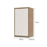 Armário Aéreo 40 Cm 1 Porta De Abrir 1 Prateleira Mel Luciane Móveis Vanilla Com Pérola Off - 6