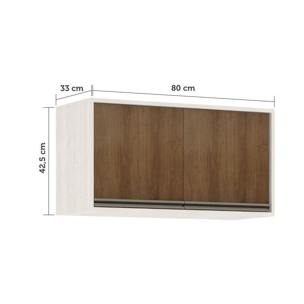 Armário Aéreo De Cozinha 80 Cm 2 Portas Linea Luciane Pátina Ff-avelã Ff - 3