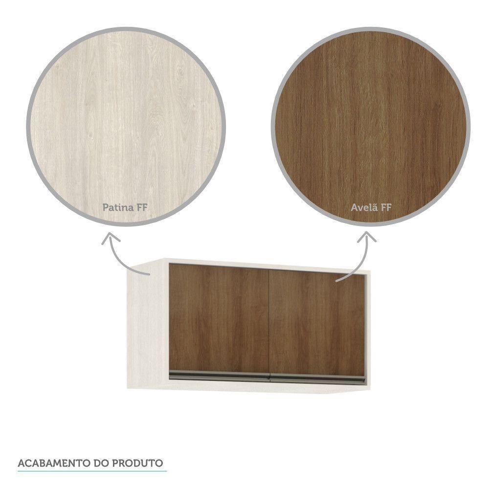 Armário Aéreo De Cozinha 80 Cm 2 Portas Linea Luciane Pátina Ff-avelã Ff - 6