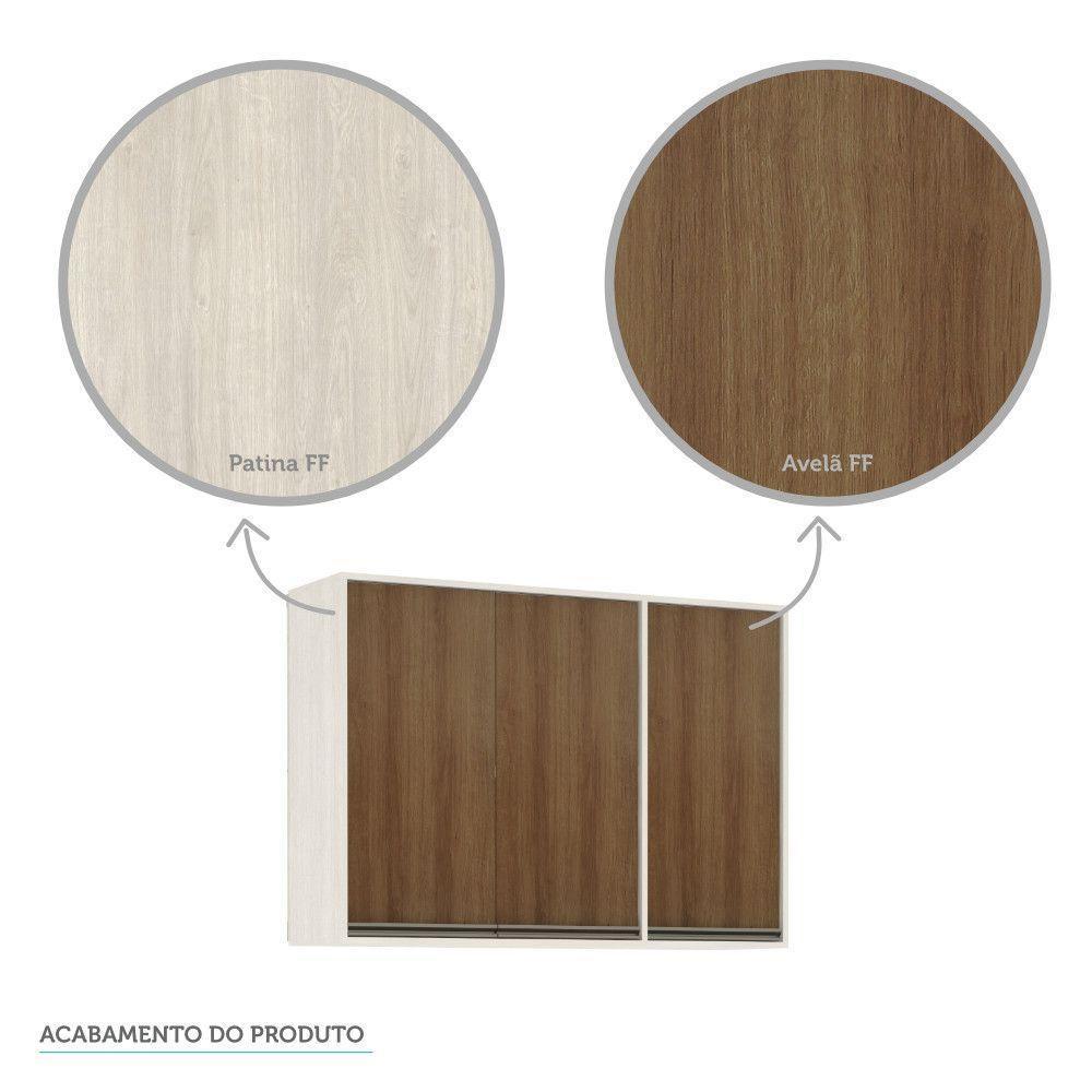 Armário Aéreo De Cozinha 120 Cm 3 Portas Linea Luciane Pátina Ff-avelã Ff - 2