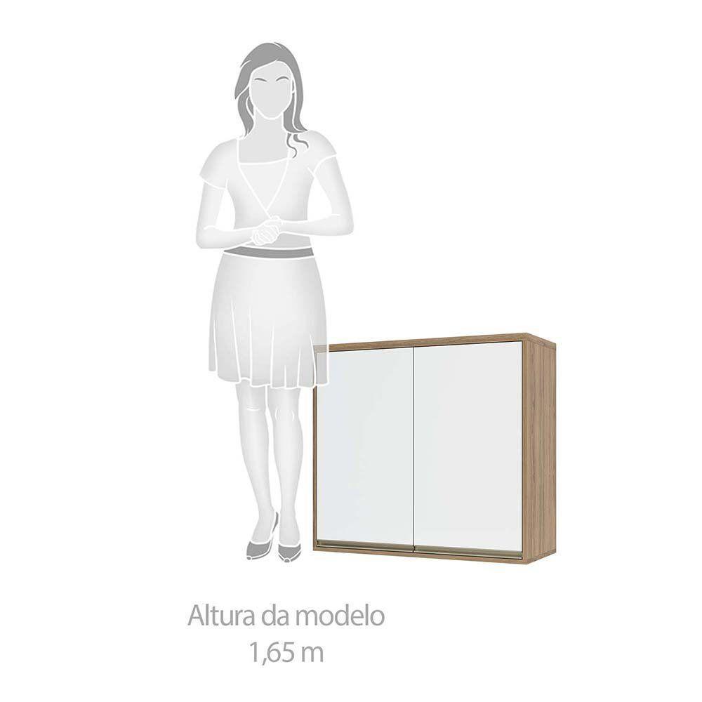 Armário Aéreo 80 Cm 2 Portas De Abrir 1 Prateleira Mel Luciane Móveis Vanilla Com Branco - 7