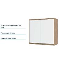 Armário Aéreo 80 Cm 2 Portas De Abrir 1 Prateleira Mel Luciane Móveis Vanilla Com Branco - 3