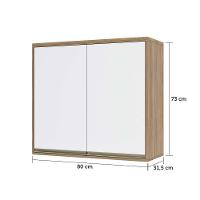Armário Aéreo 80 Cm 2 Portas De Abrir 1 Prateleira Mel Luciane Móveis Vanilla Com Branco - 5