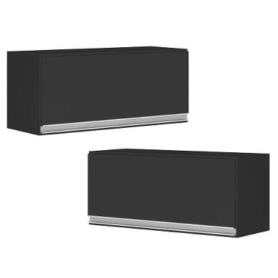 Kit 02 Armários Aéreo Multiuso 80cm Basculante Preto Fosco