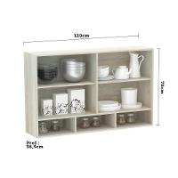 Armário Aéreo 120 Cm 2 Portas Com Nicho Crema Com Branco