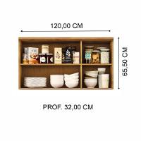 Armário Aéreo De Cozinha Em Madeira 120cm 3 Portas E 1 Prateleira Mel - Cavazotto - 2