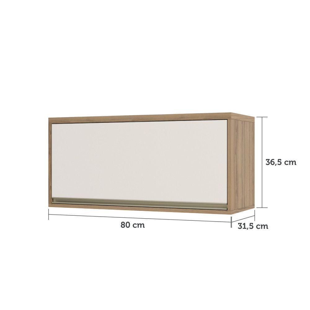 Armário Aéreo 80 Cm 1 Porta Basculante Mel Luciane Móveis Vanilla Com Pérola Off - 5